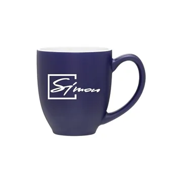 15 oz Bistro Mug - Matte Cobalt Blue/Glossy White - Ceramic & Microwave Safe