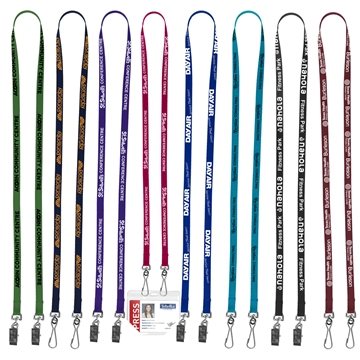 BELMONT 3/8 Import Air Ship Width Dual Attachment Silkscreen Polyester Lanyard - Dual Clips