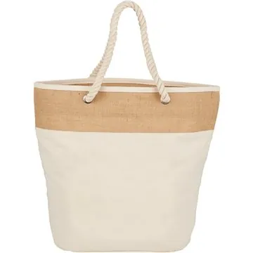 Image of 75 Customized Jute Accent 12oz Cotton Canvas Rope Tote - Large ...