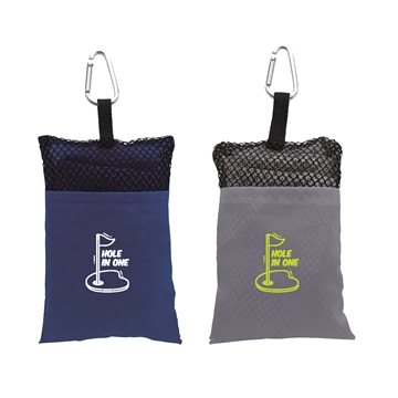 Image of 50 Custom Cooling Towel In Pouch - Carabiner Clip & Mesh Storage