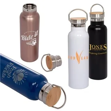 Image of 24 Promotional 20oz Vacuum Bottle With Bamboo Lid - Temperature ...