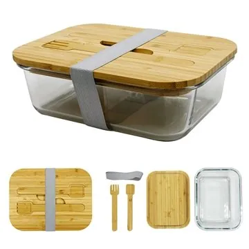 Image of 12 Customized Chow Bella Glass Bento Box - Bamboo Lid & BPA Free
