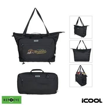 iCOOL® Rockvale Repreve® Packable Puffer 20-Can Cooler Tote - Leak-Resistant TPU Interior