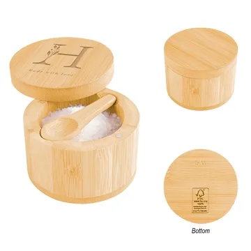 Custom Bamboo Salt Cellar with Spoon
