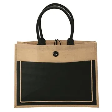 Image of 25 Promotional Camden Natural Jute Tote - Cotton Pocket