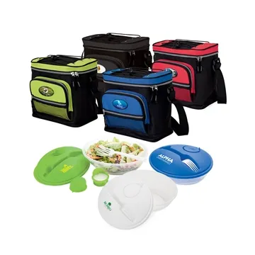 Image of 13 Customized Thalia 2 Piece Salad Cooler Set - Insulated & 12 Can ...