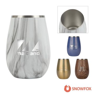 Snowfox® 8 oz Vacuum Insulated Marble Finish Sauvignon Blanc Wine Glass - Double Wall & BPA Free