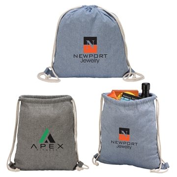 Huron Recycled Cotton Drawstring Tote - 70% Recycled & Convertible
