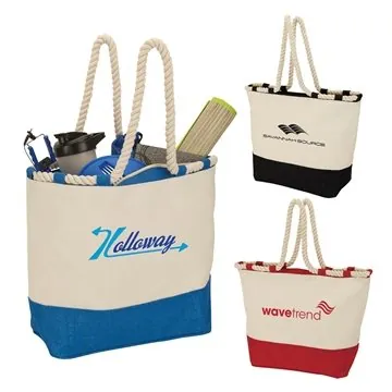 Image of 50 Promotional Barcelona Canvas & Jute Tote - Laminated Interior