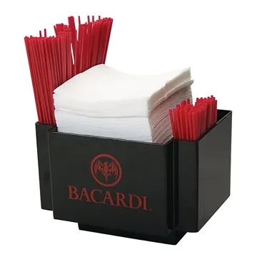 24 Promotional Napkin Caddy Holder w/2 Side Straw Pockets – ABS …