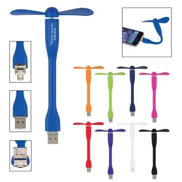 Image of 50 Promotional Mini USB Fan With 3-Way Connector - Multi Device ...