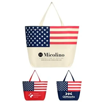 Image of 150 Promotional American Flag Non-Woven Tote Bag - Reusable & ...