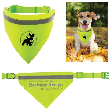 100 Promotional Reflective Pet Bandana - Adjustable & Durable