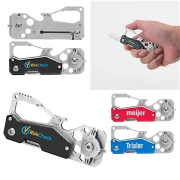Image of 50 Customized Carabiner Multi-Tool - Stainless Steel & 12-in-1