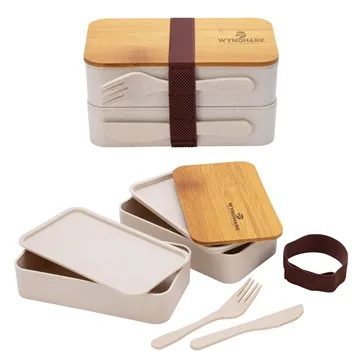 Image of 25 Promotional Savory Lunch Box Set - Wheat Straw & Bamboo