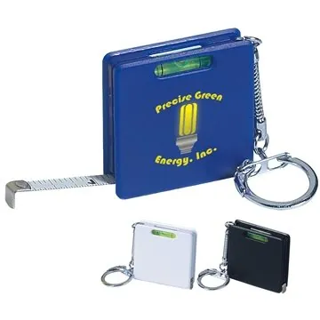 Image of 250 Promotional Square Level Tape Measure Key Tag - Steel & Level