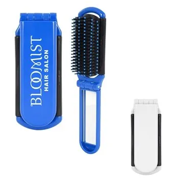 Image of 100 Custom Kwik-Fix Folding Brush With Mirror - Travel Size