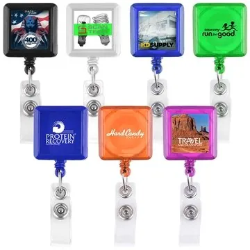 Image of 250 Customized Square Retractable Badge Holder - 30 Inch