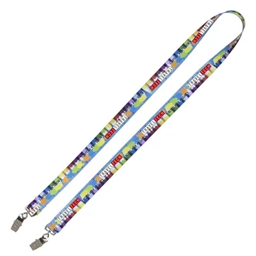 OWEN 3/4 Import Air Ship Width Dual Attachment Super Soft Polyester Multi-Color Sublimation Lanyard - Full Color Print & Dual Clips