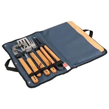 Firepit 5-Piece BBQ Set with Cutting Board & Carrying Case
