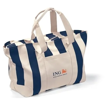Image of 15 Customized Large Striped Canvas Tote - Reinforced