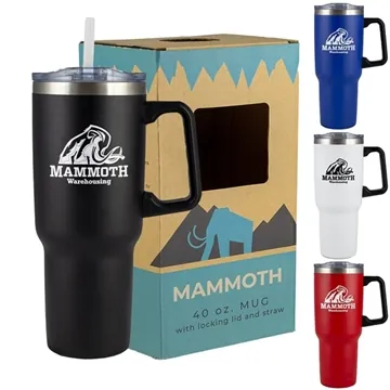 Image of 24 Custom Mammoth 40 oz Vacuum Insulated Mug - 36Hr Cold & Leak ...