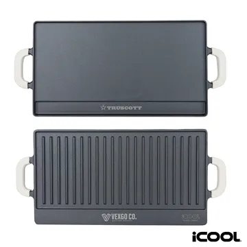 iCOOL® Banff Reversible Cast Iron Griddle - Flat and Ribbed Sides & Pre-Seasoned Surface