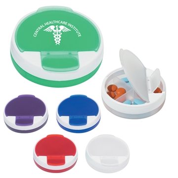 Round Pill Holder - 4 Compartments & FDA Approved