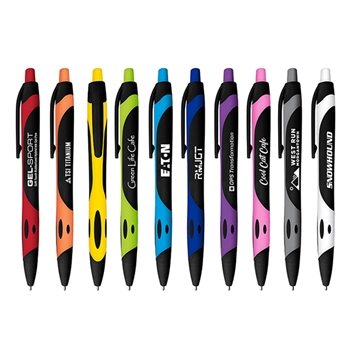 Image of 250 Customized Gel Sport Soft Touch Rubberized Hybird Ink Gel Pen ...