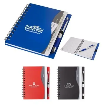 Image of 50 Custom Bellevue Junior Notebook w/Stylus Pen - 80 Pages & Front ...