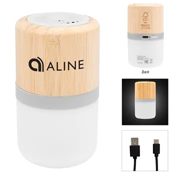 25 Promotional Bamboo Wireless Light Up Speaker