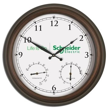 Metal Wall Clock - 22 Diameter - Brass Finish & Weather Gauges