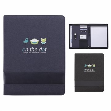 Image of 13 Customized Trade Zippered Padfolio - Linen Texture