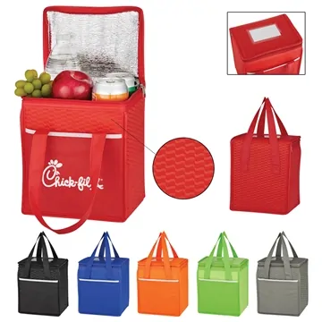 Image of 100 Customized Wave Design Non-Woven Cooler Lunch Bag - Insulated ...