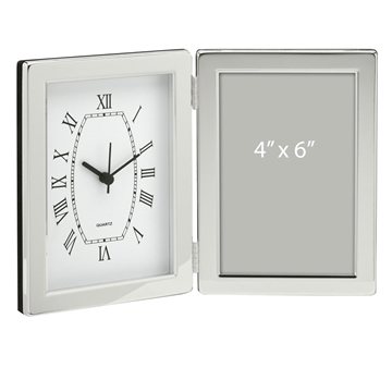 Jadis I Desk Clock & Photo Frame - Silver