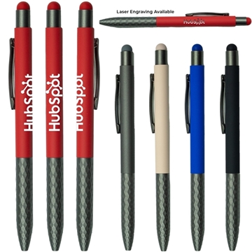 Image of 300 Customized Soft-touch Aluminum Stylus Pen With Plastic Grip - ...
