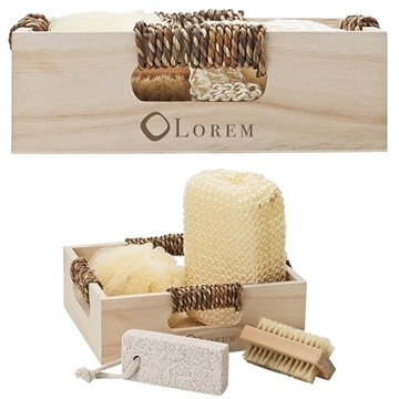 Image of 25 Promotional Getaway 4-Piece Spa Kit in Box - Wooden Box