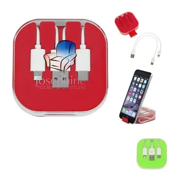 Image of 100 Customized 3-In-1 Charge Cable With Phone Stand - Multi-Device ...