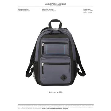 Image of 60 Custom Double Pocket Backpack - 600D PolyCanvas