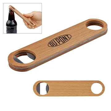Image of 100 Promotional Large Wood Bottle Opener - Metal