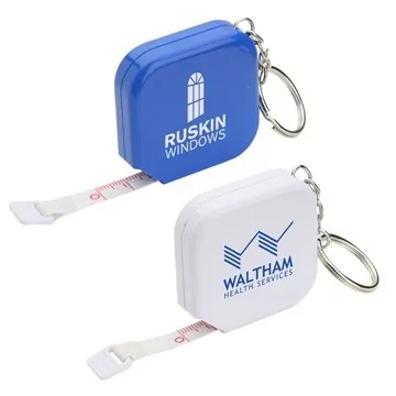 Image of 200 Promotional Square 5-Foot Tape Measure with Key Chain - Dual ...