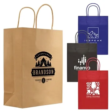 Image of 100 Customized Kraft Paper Bag - 9.4"w x 12.12"h - Recyclable