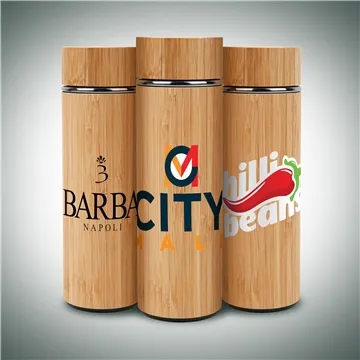 Image of 50 Promotional 16 oz Vacuum-Sealed Eco Bamboo Bottle - Infuser & ...