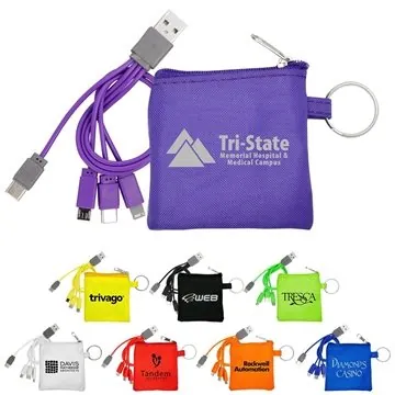 Image of 100 Custom 4-in-1 Colorful Pouch Cable Set - Multi Device ...