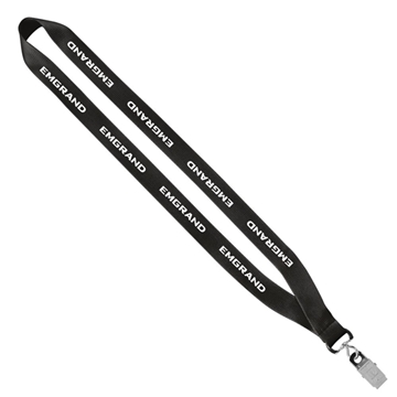 3/4 Economy Polyester Lanyard with Sewn Silver Tone Metal Bulldog Clip