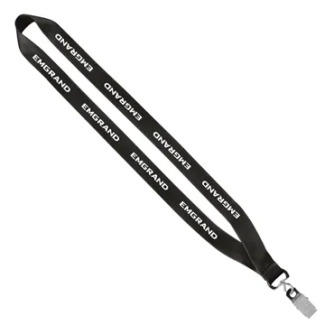 3/4 Economy Polyester Lanyard with Sewn Silver Tone Metal Bulldog Clip