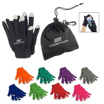 Touch Screen Gloves In Pouch - Acrylon & 3-Finger Compatible