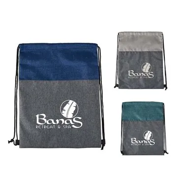 Image of 150 Promotional Heathered N' Jute Drawstring Backpack - 300D ...