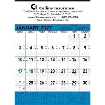 Triumph® Calendars Blue & Black Contractor Memo Calendar - Work Days Tracking & Julian Dates