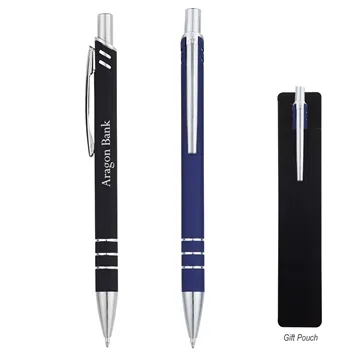 Image of 100 Customized Black Tie Pen - Rubberized Aluminum & Plunger ...